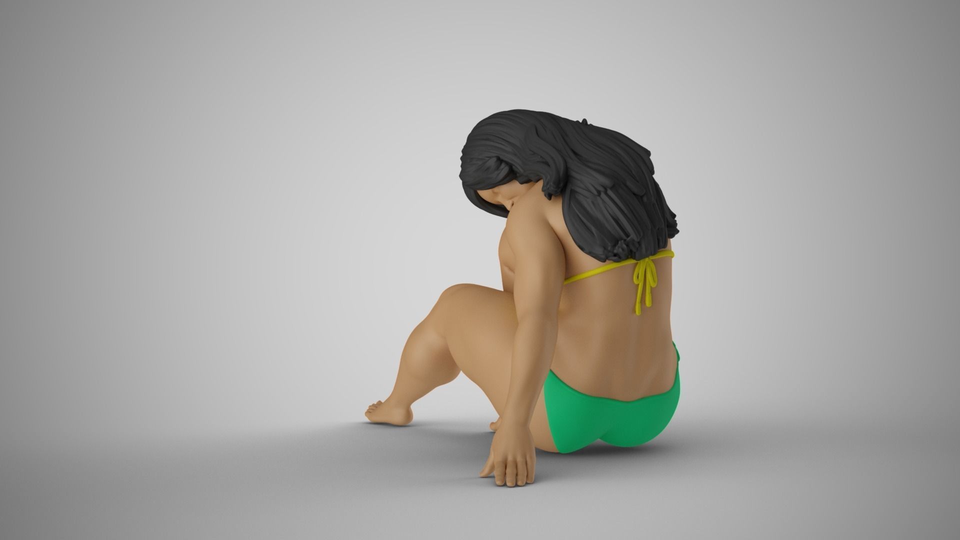 Thoughtful Woman Sitting 3D print model_10
