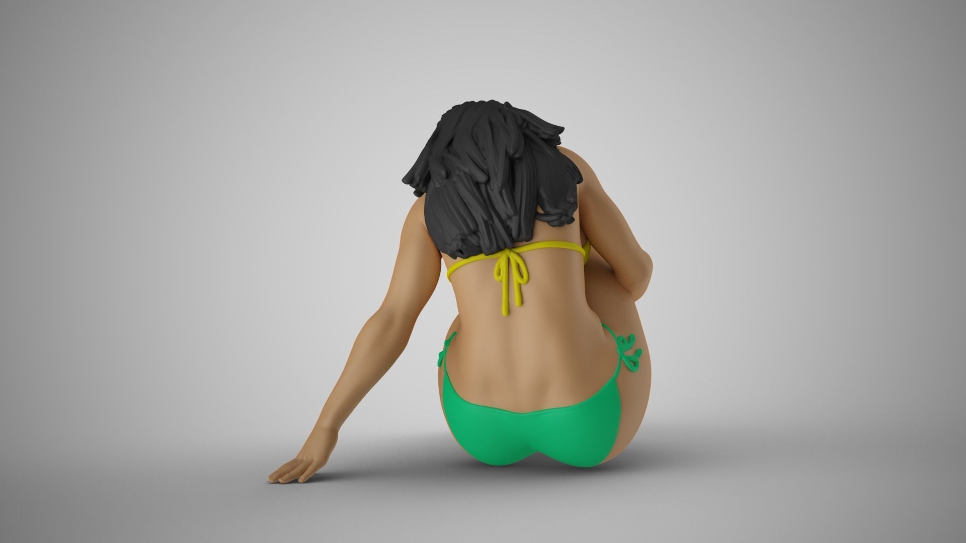 Thoughtful Woman Sitting 3D print model_9