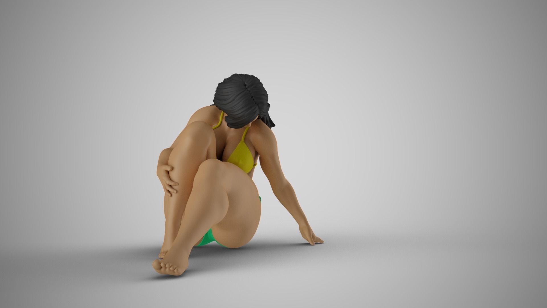 Thoughtful Woman Sitting 3D print model_5