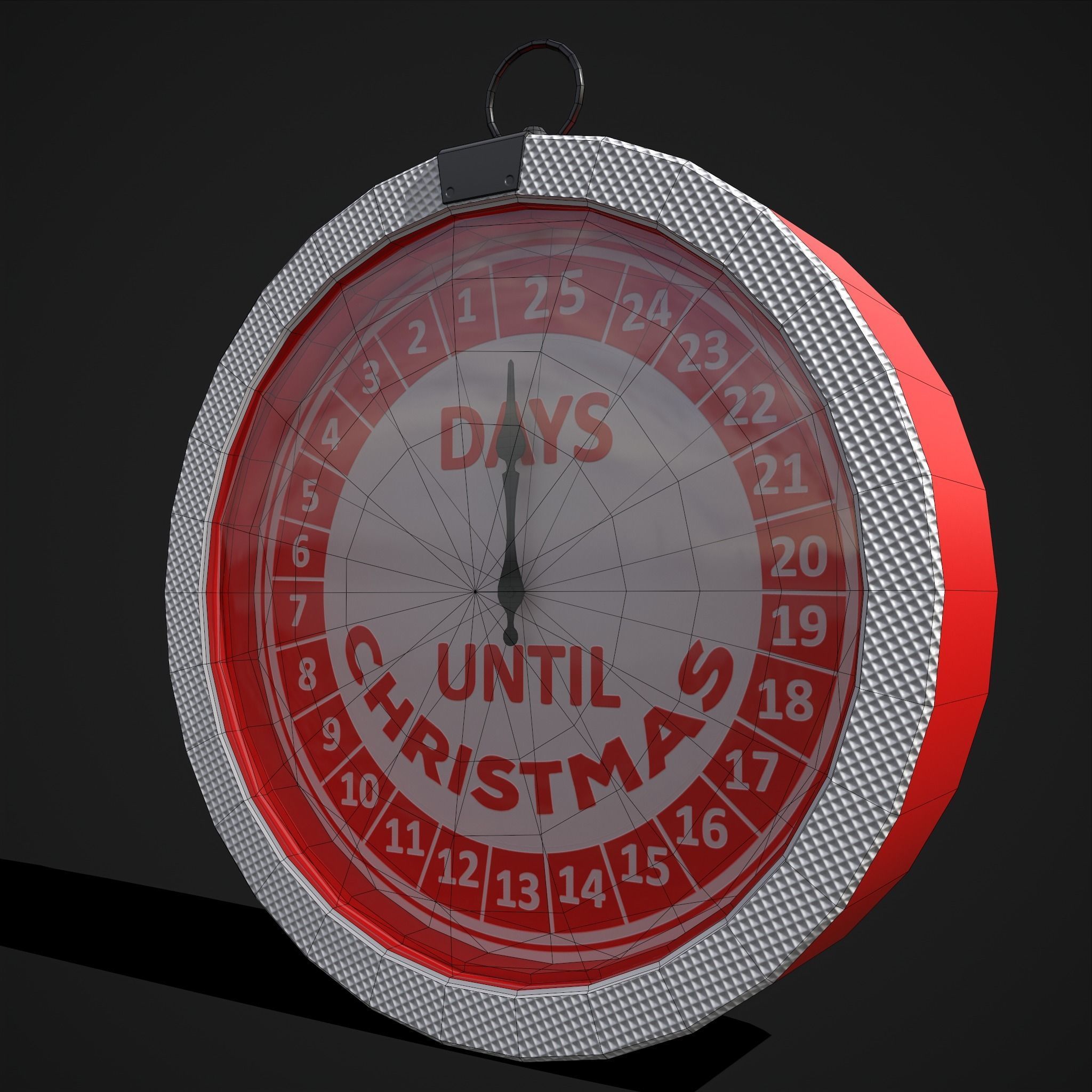 Days until Christmas Clock Low-poly 3D model_12