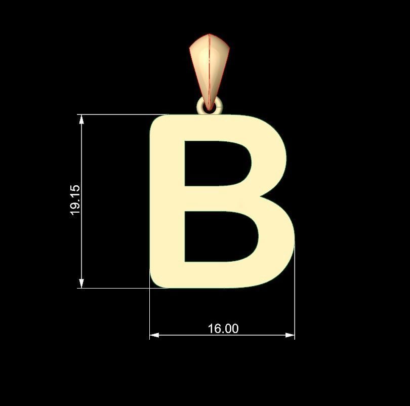 Initial Letters Pendant Arial Rounded B 3D print model_5