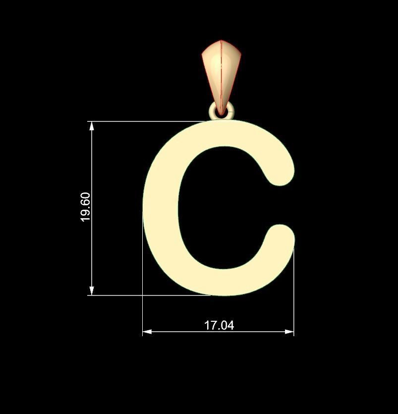 Initial Letters Pendant Arial Rounded C 3D print model_5