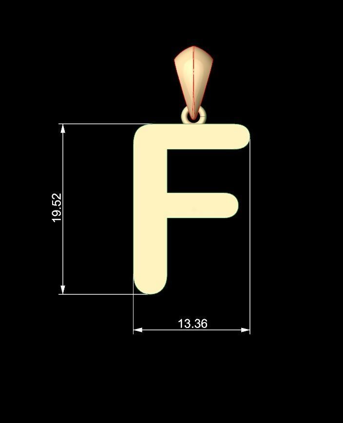 Initial Letters Pendant Arial Rounded F 3D print model_5