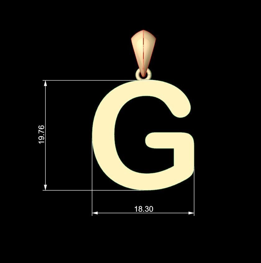 Initial Letters Pendant Arial Rounded G 3D print model_5