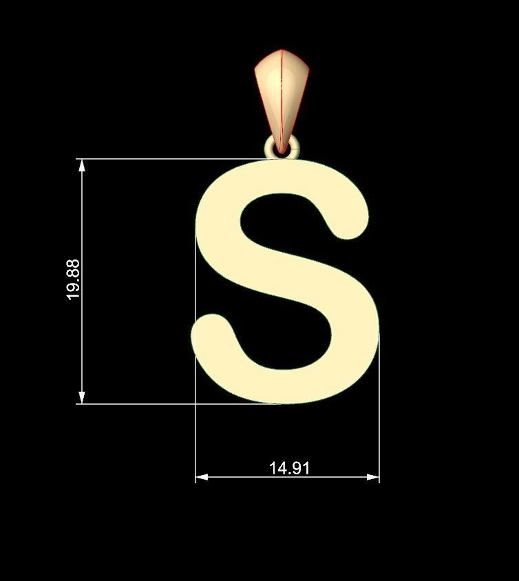 Initial Letters Pendant Arial Rounded S 3D print model_4