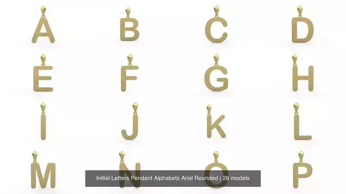 Initial Letters Pendant Alphabets Arial Rounded 3D Model Collection
