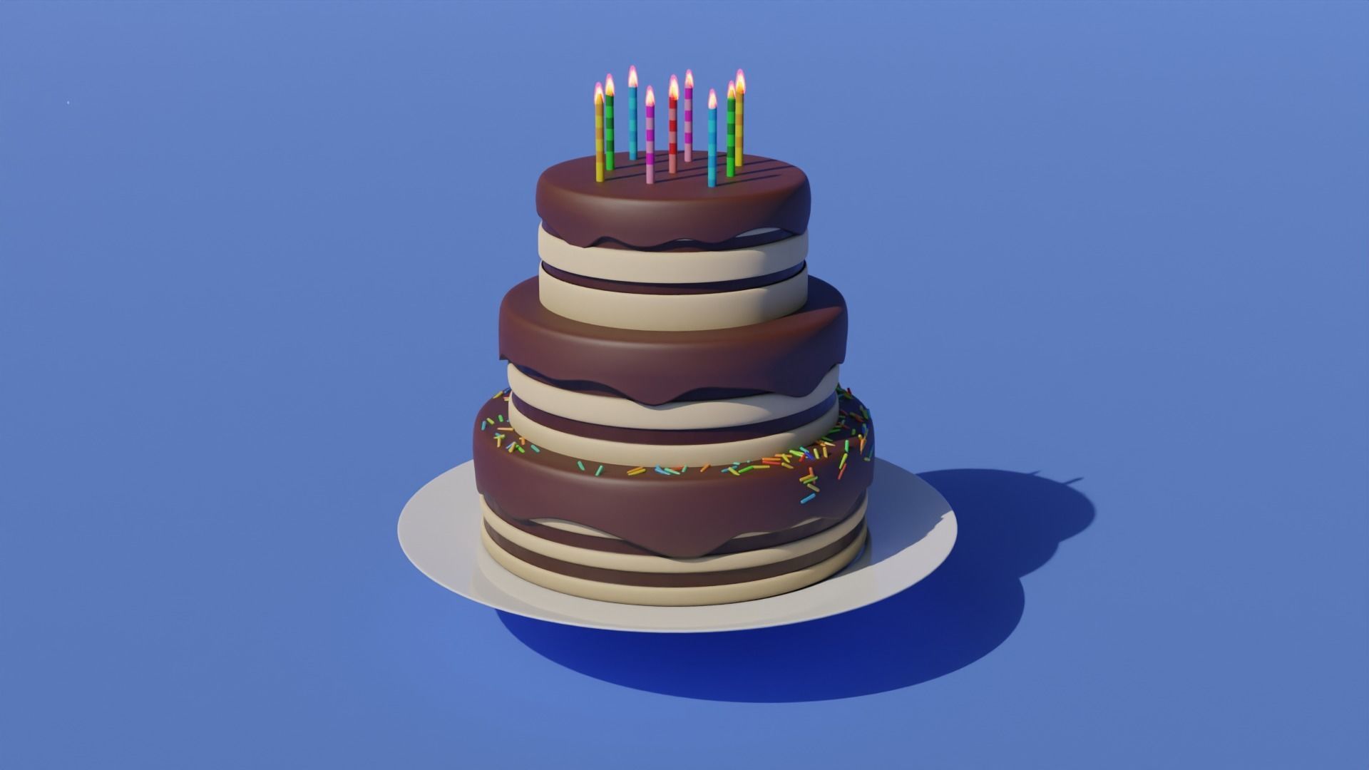 Birthday Cake Free 3D model_2