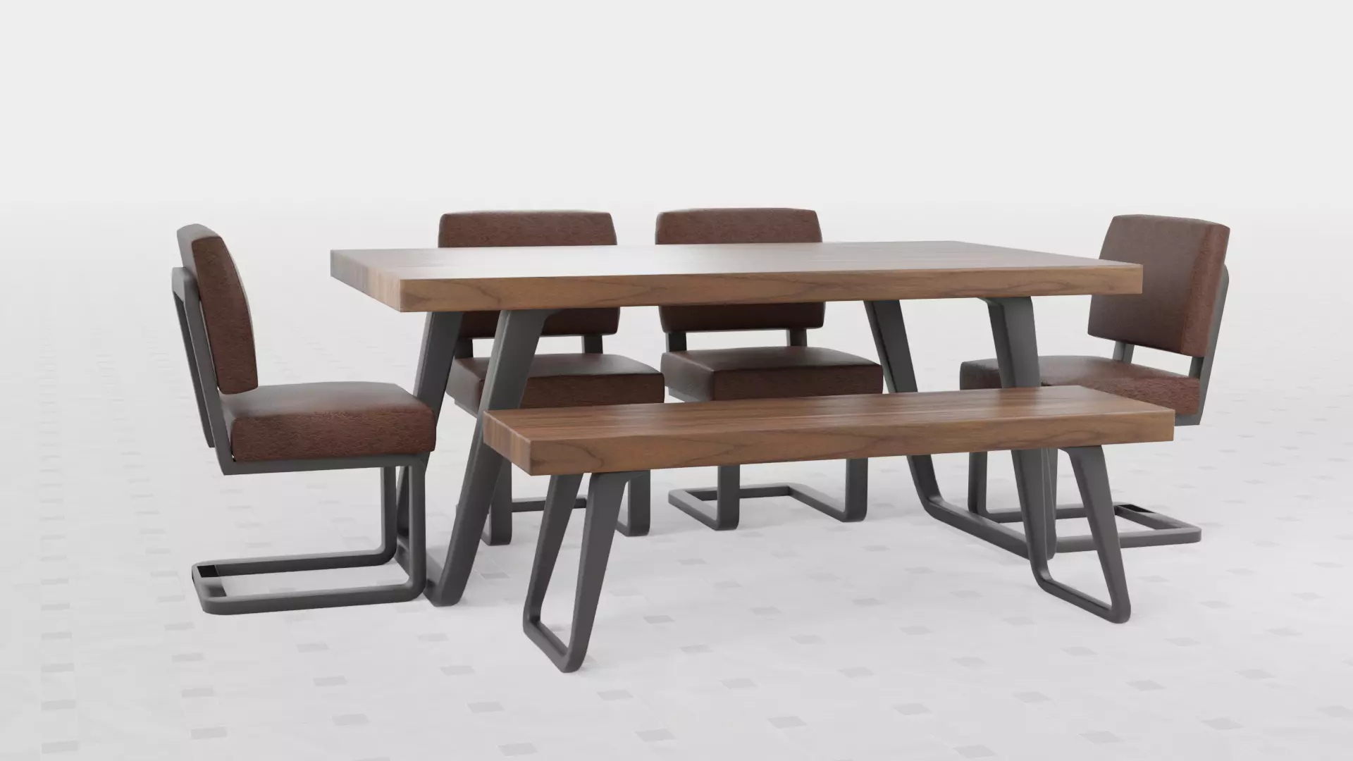 Dinning Table Hight Poly 3D model_0
