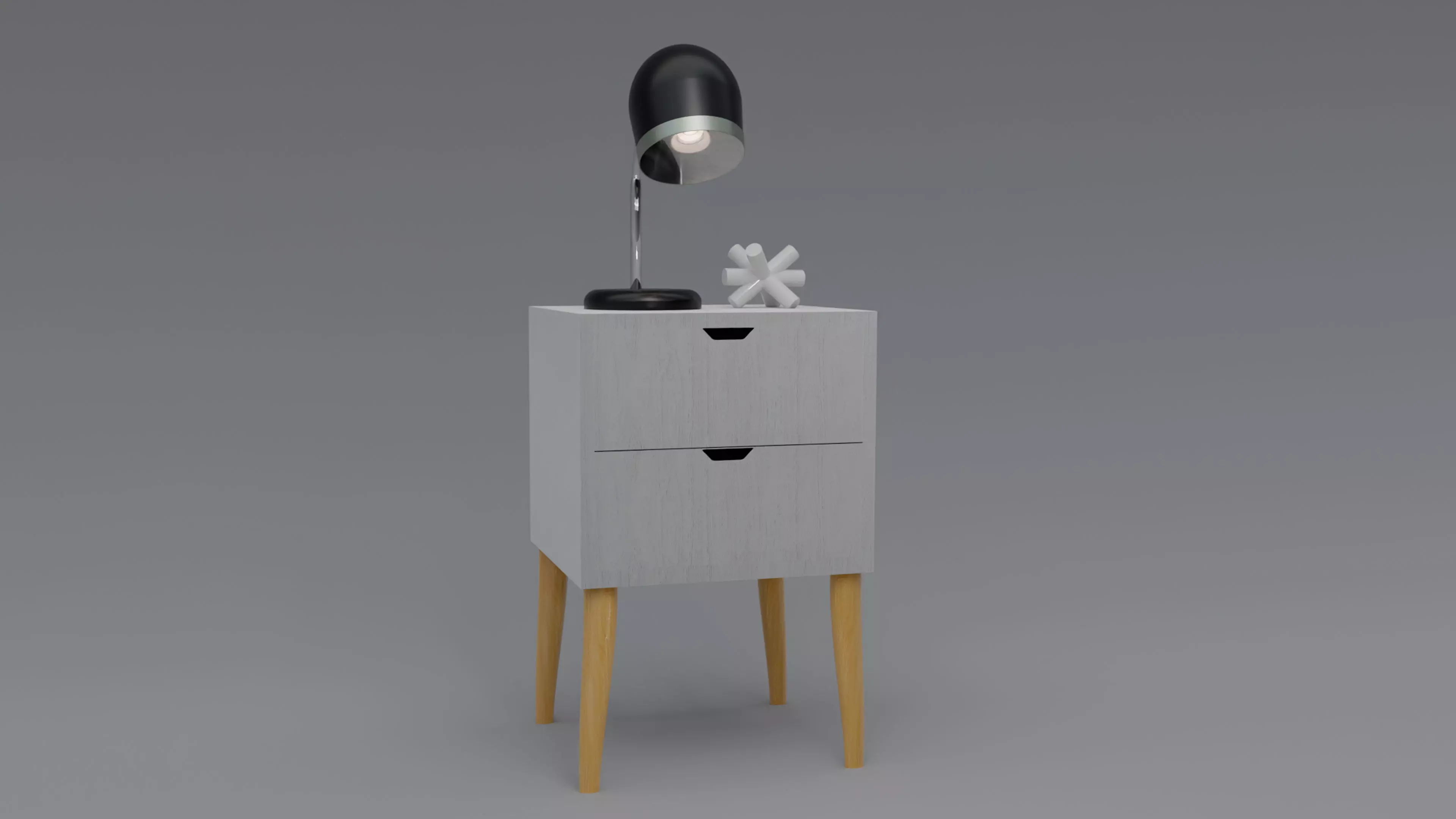 Bedside and Lamp Wood White Free low-poly 3D model