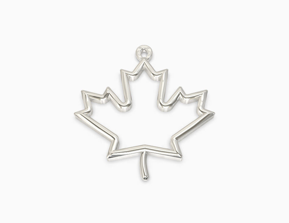 Maple leaf pendant 3D print model_2