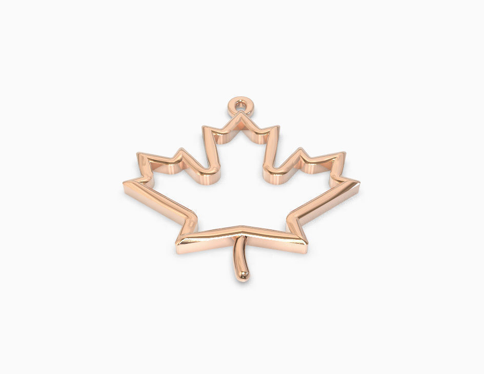 Maple leaf pendant 3D print model_3
