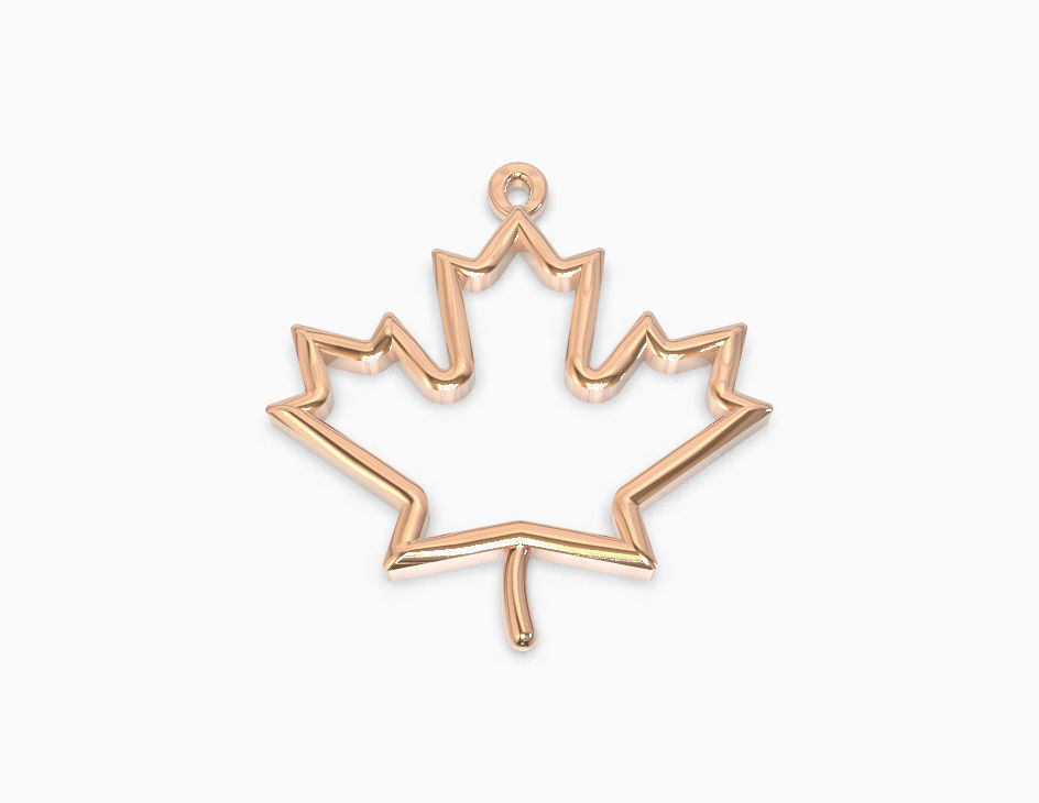 Maple leaf pendant 3D print model_5