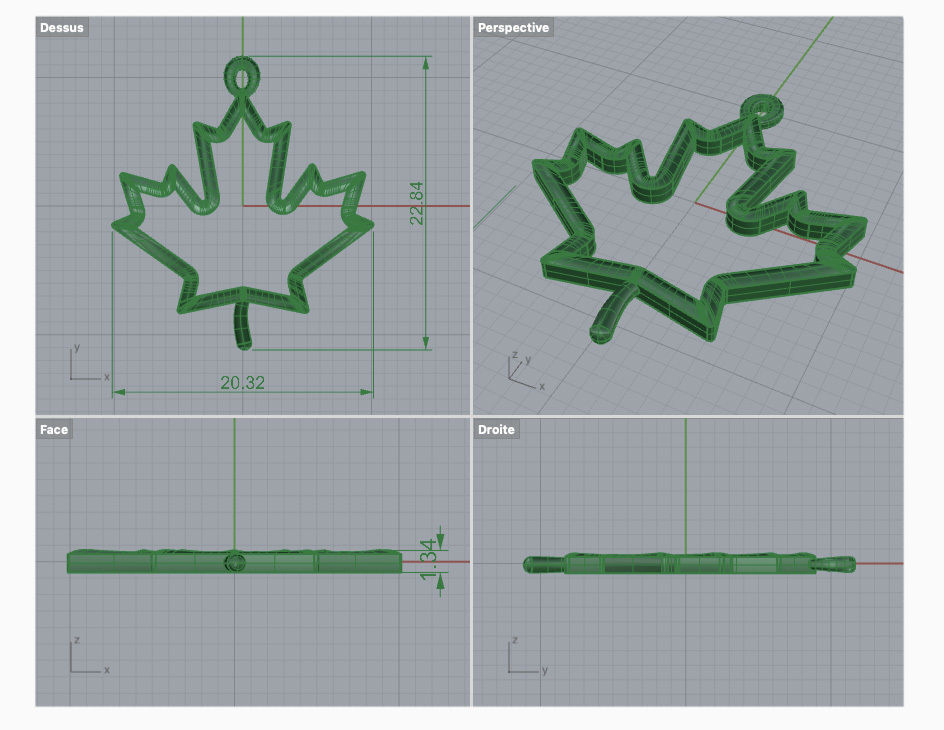 Maple leaf pendant 3D print model_6