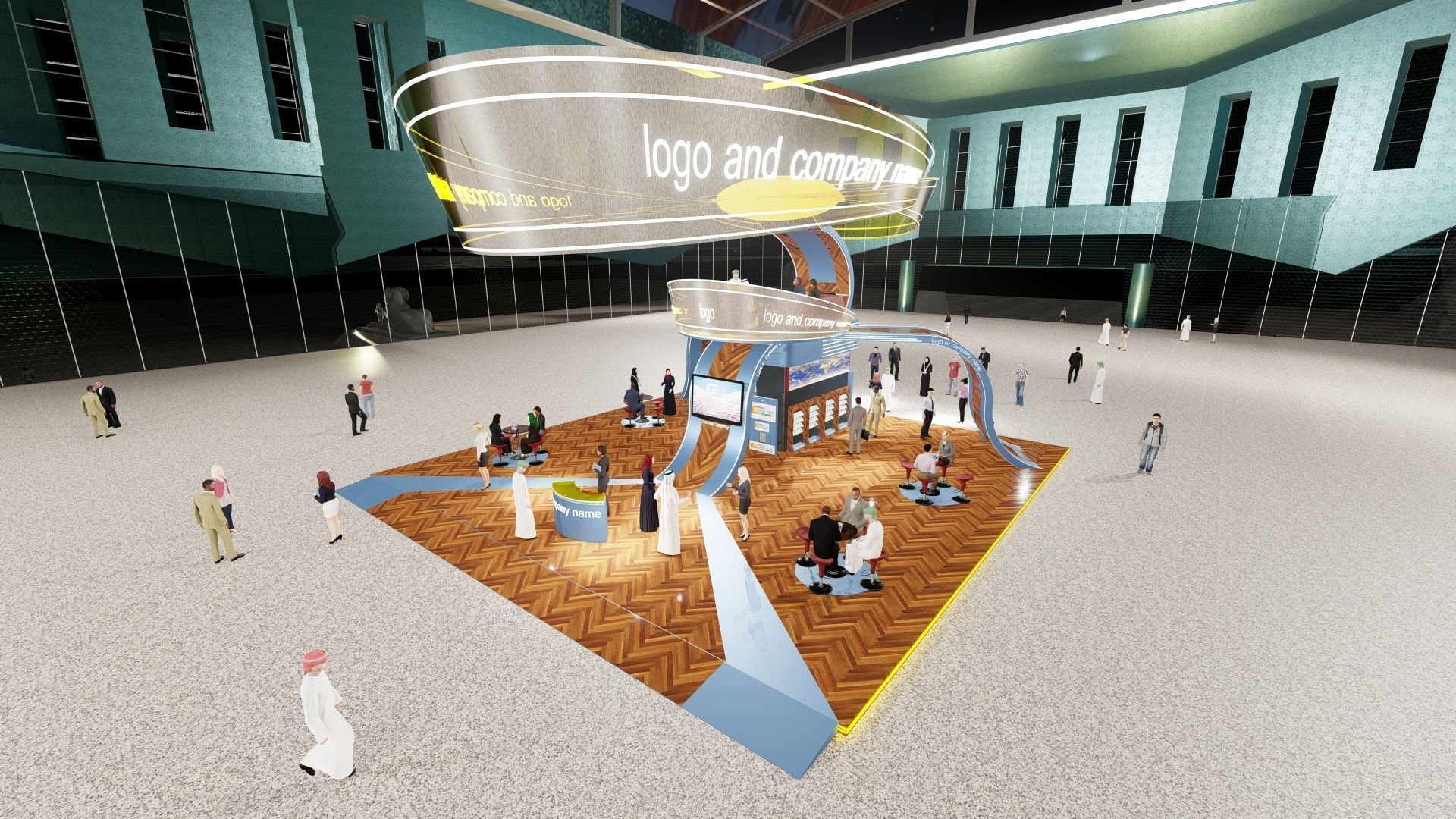 Custom Exhibition Booth 7 3D model_11