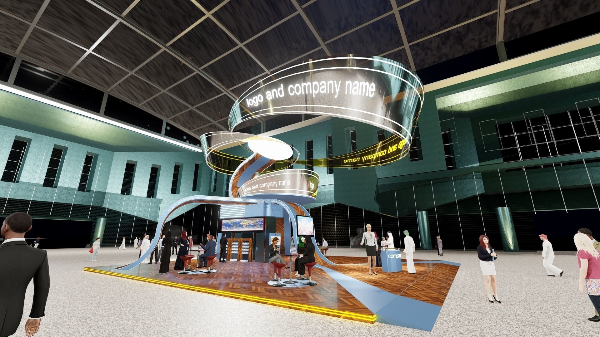 Custom Exhibition Booth 7 3D model_10