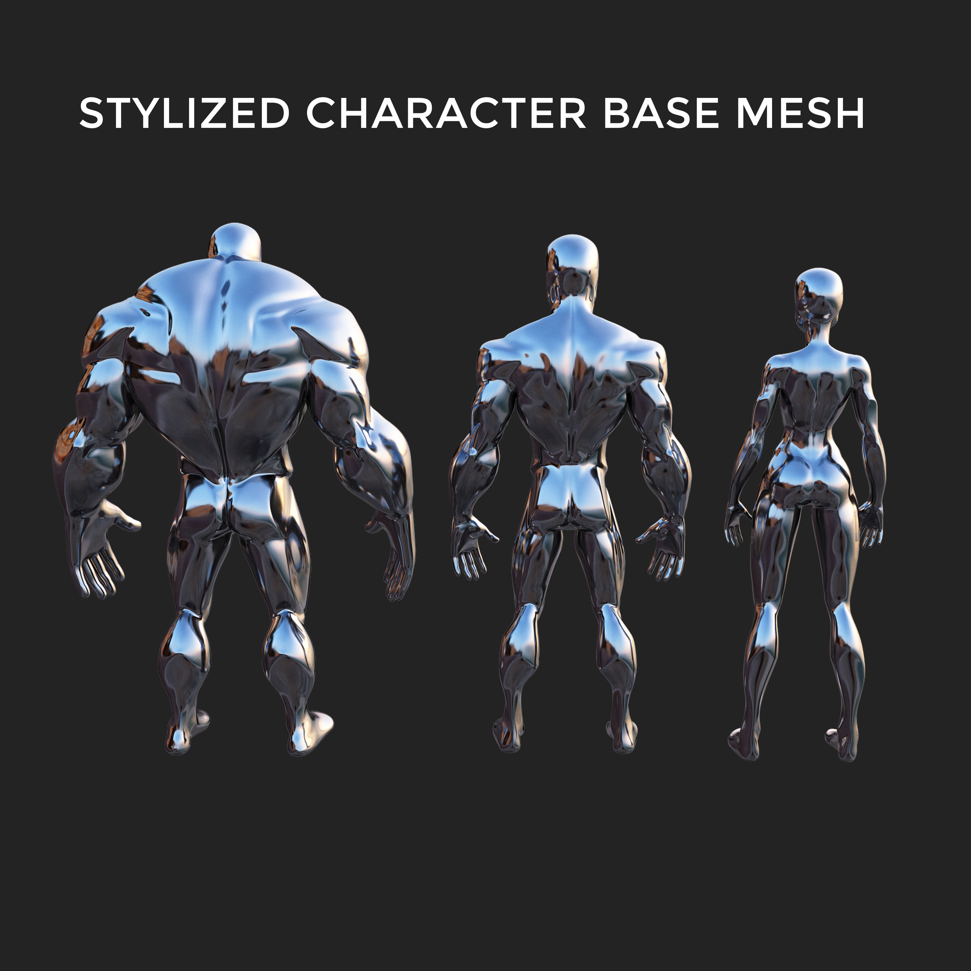 Stylized Character base mesh 3d model Low-poly 3D model_5