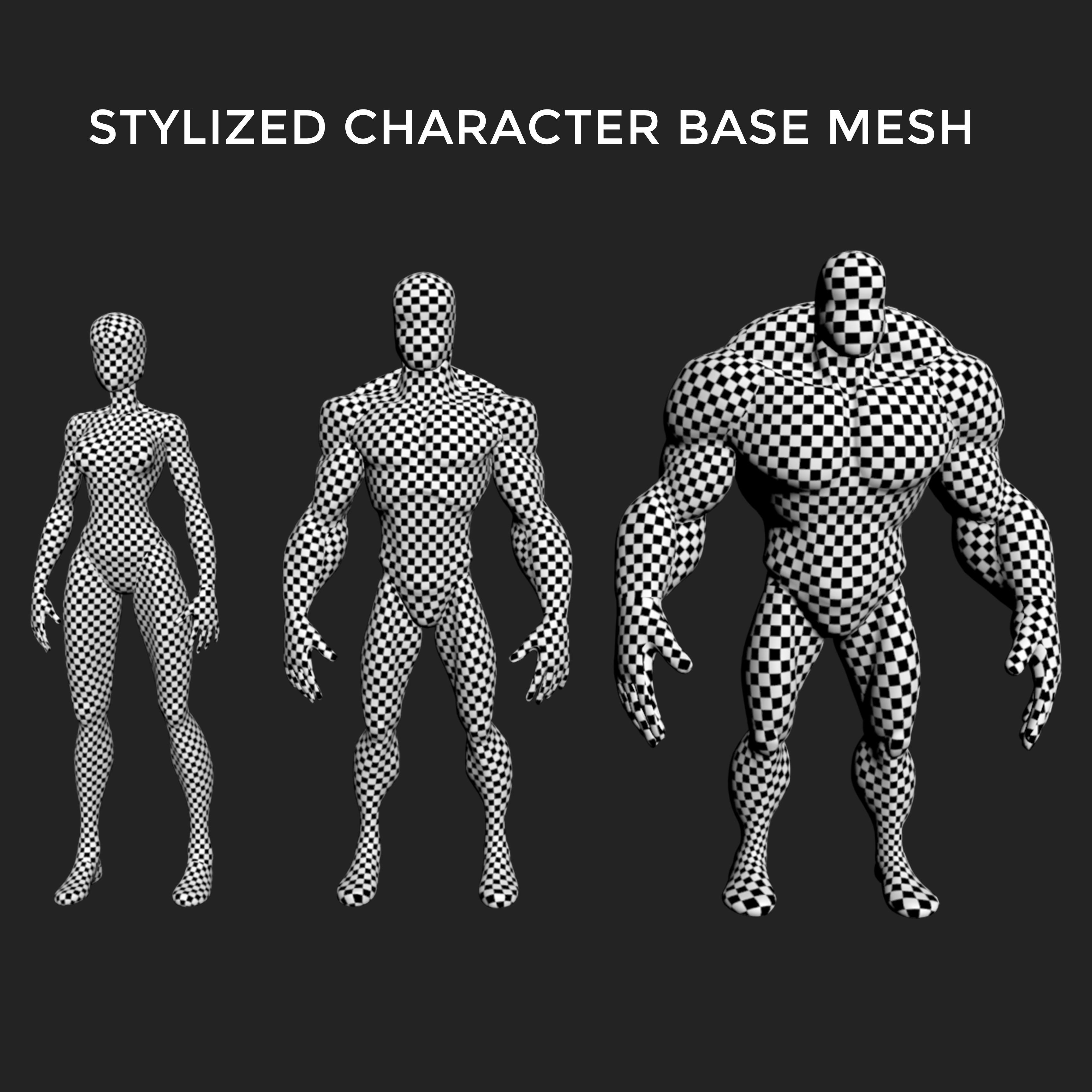 Stylized Character base mesh 3d model Low-poly 3D model_6