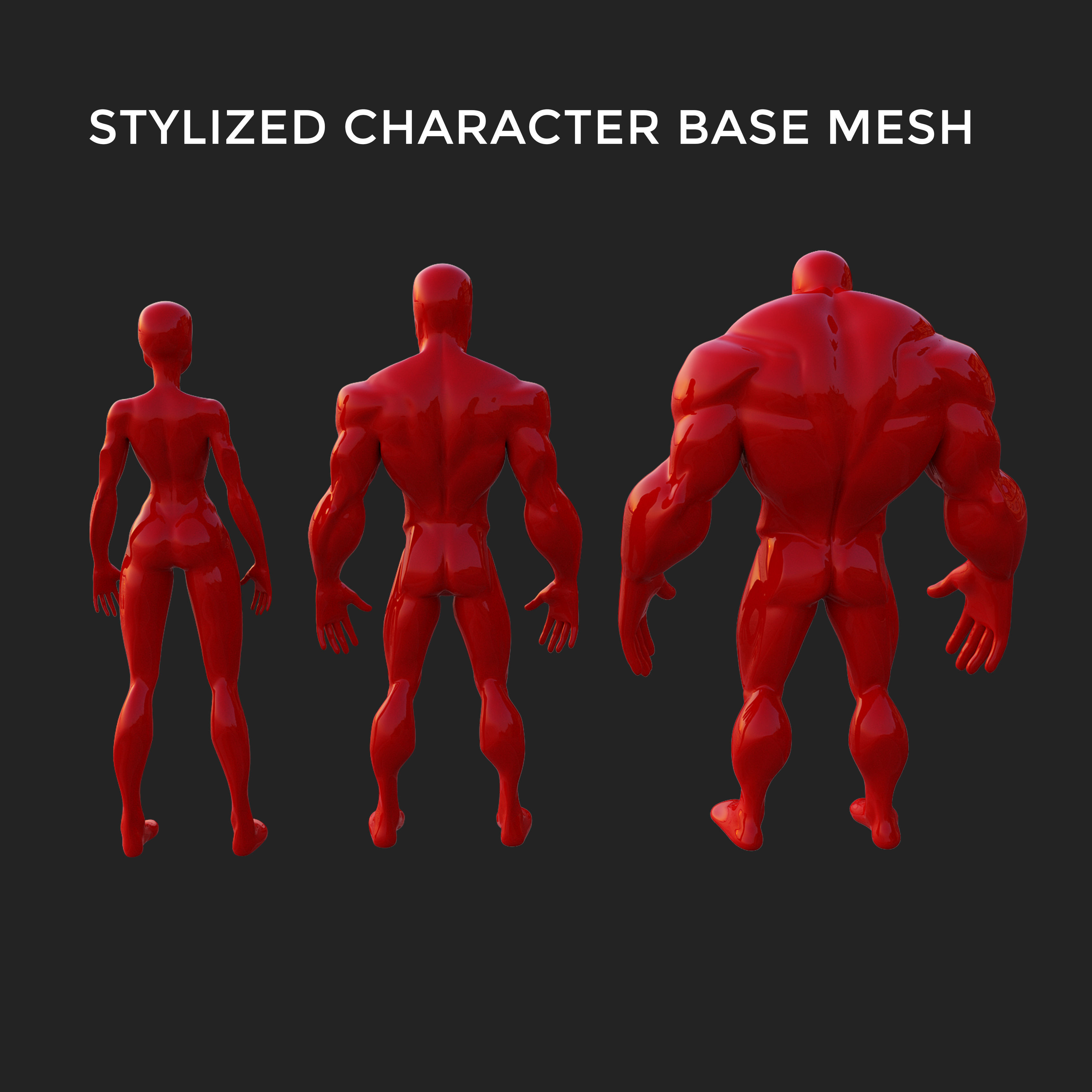 Stylized Character base mesh 3d model Low-poly 3D model_1