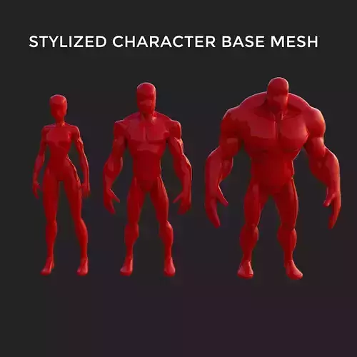 Stylized Character base mesh 3d model Low-poly 3D model Stylized Character base mesh 3d model Low-poly 3D model