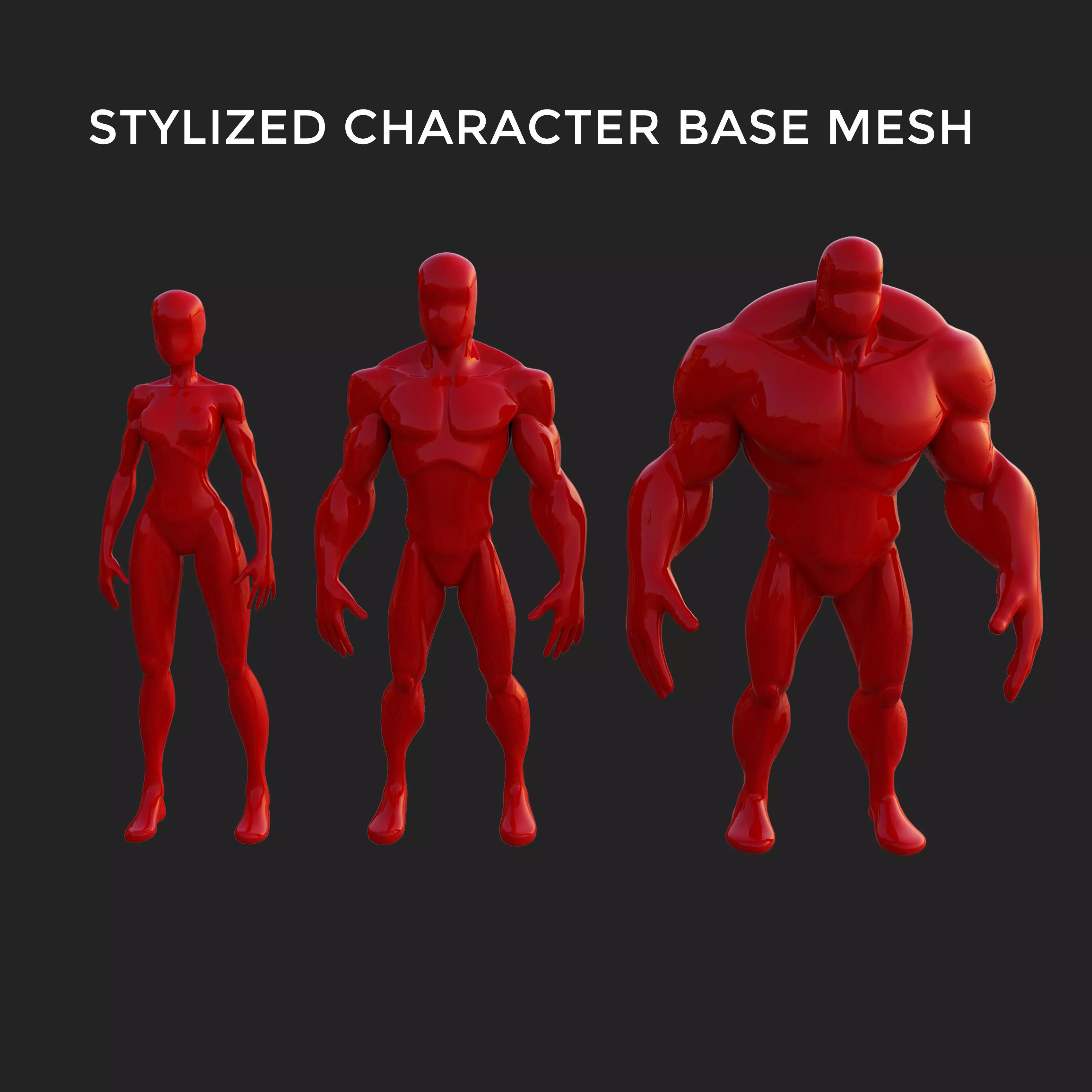 Stylized Character base mesh 3d model Low-poly 3D model_0