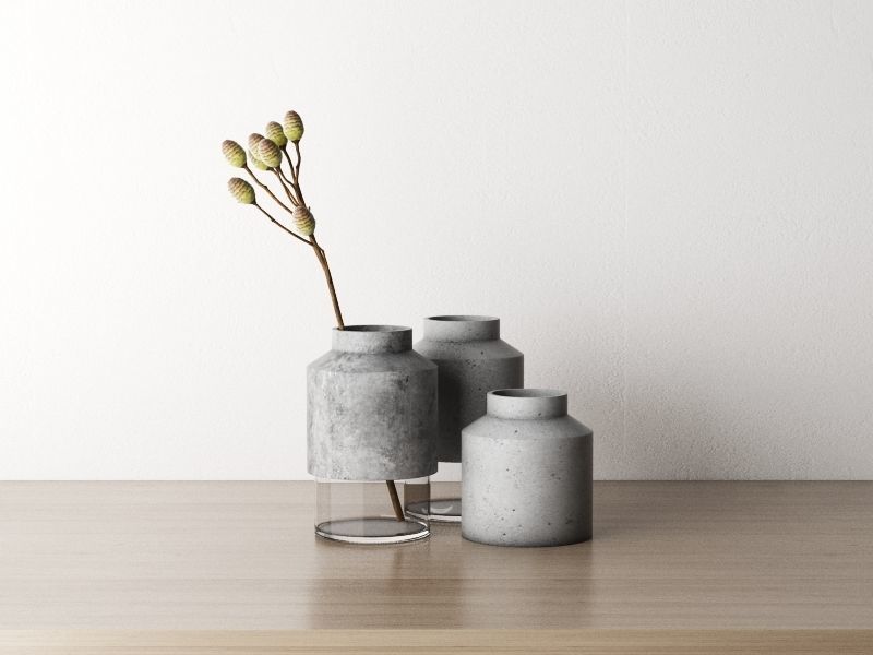 Concrete Vases 3D model_3