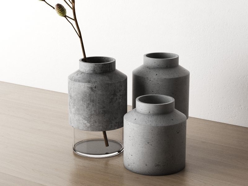 Concrete Vases 3D model_1
