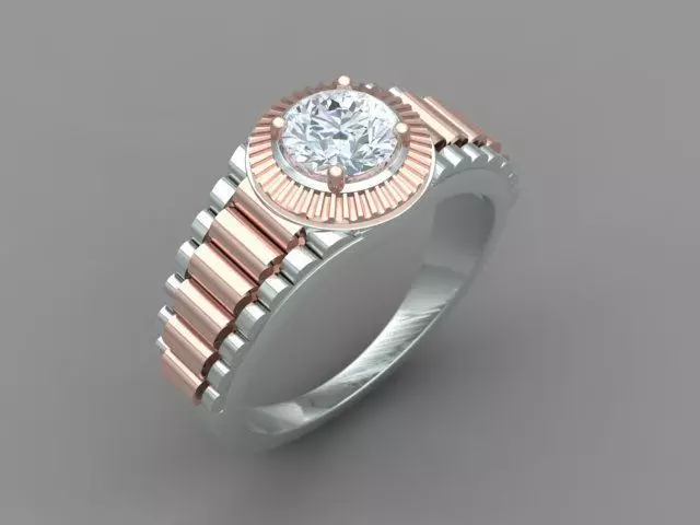 Diamond Men Rolex Ring Watch strap for Single Tone and Two Tone 3D print model
