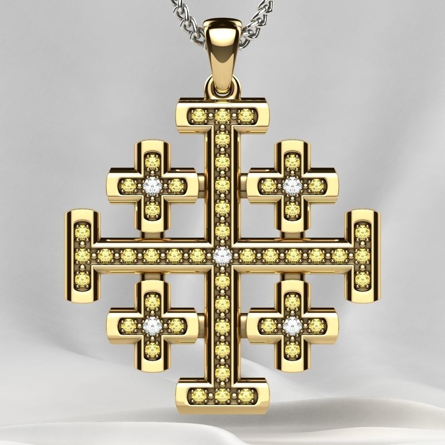 Maltese Cross Gold Pendant 3D print model_3