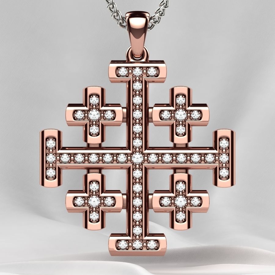 Maltese Cross Gold Pendant 3D print model_6