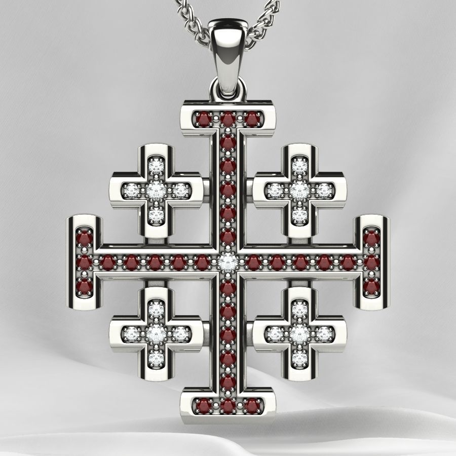 Maltese Cross Gold Pendant 3D print model_12