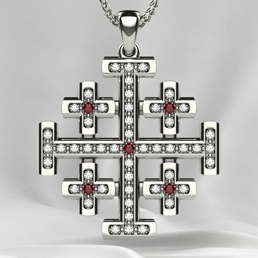 Maltese Cross Gold Pendant 3D print model_9