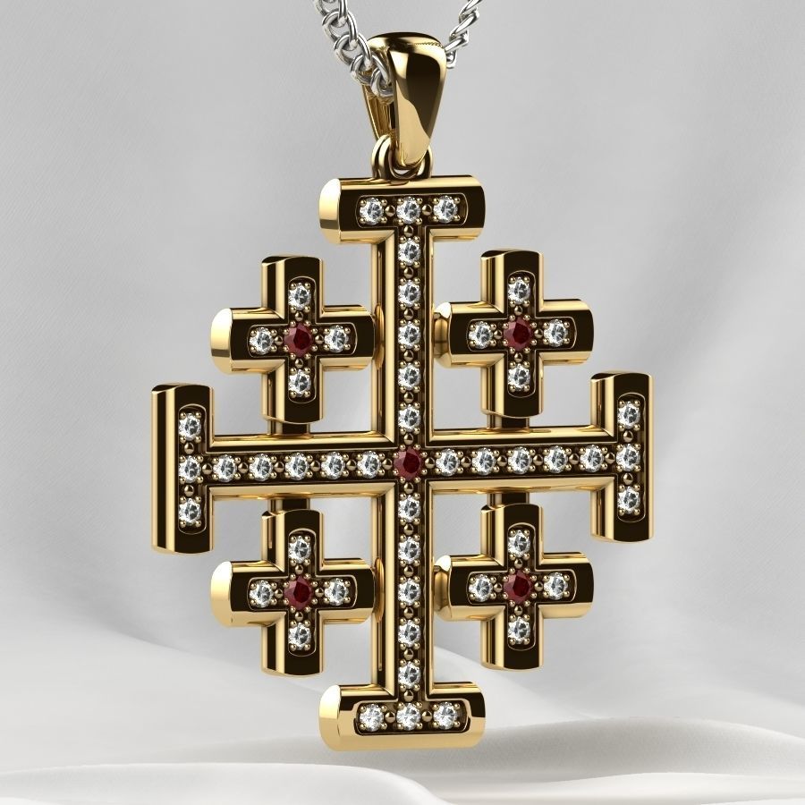 Maltese Cross Gold Pendant 3D print model_15