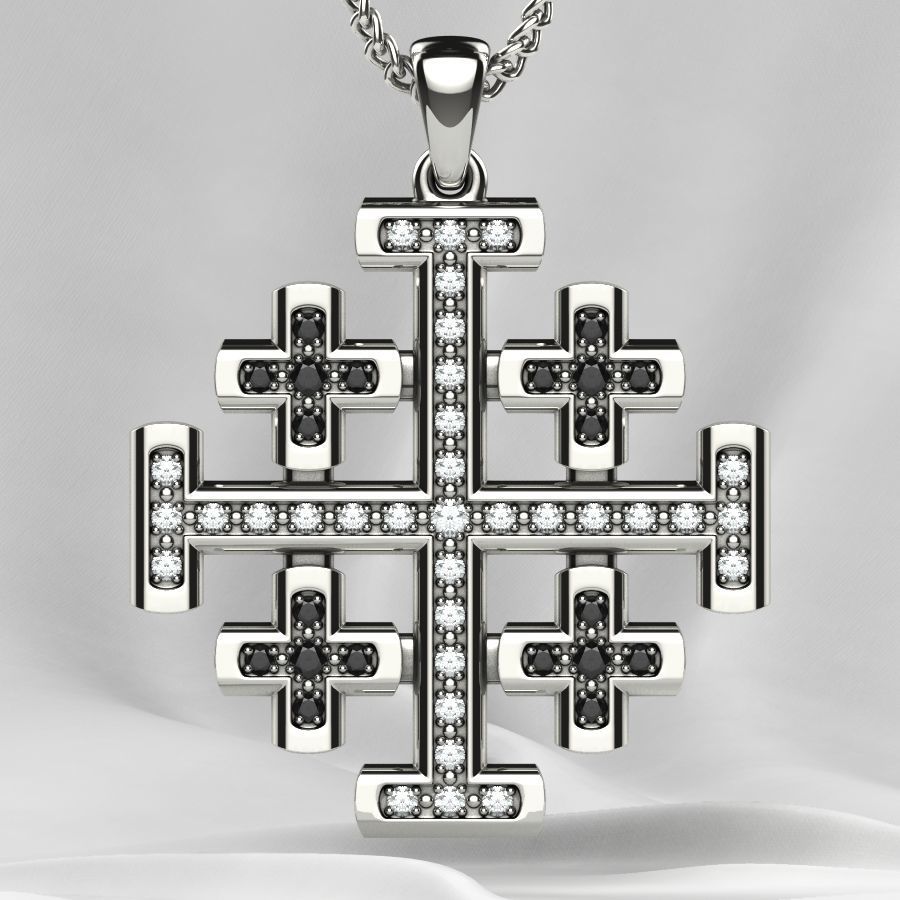 Maltese Cross Gold Pendant 3D print model_11