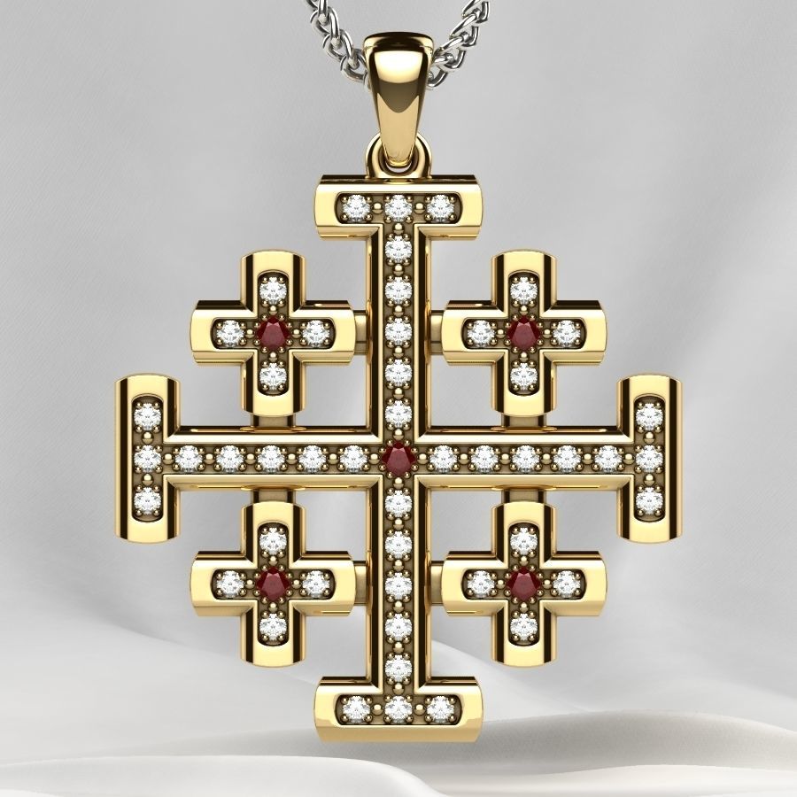Maltese Cross Gold Pendant 3D print model_1