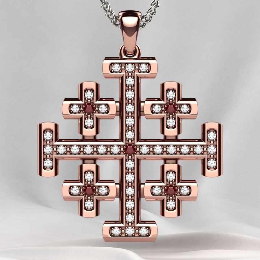 Maltese Cross Gold Pendant 3D print model_5