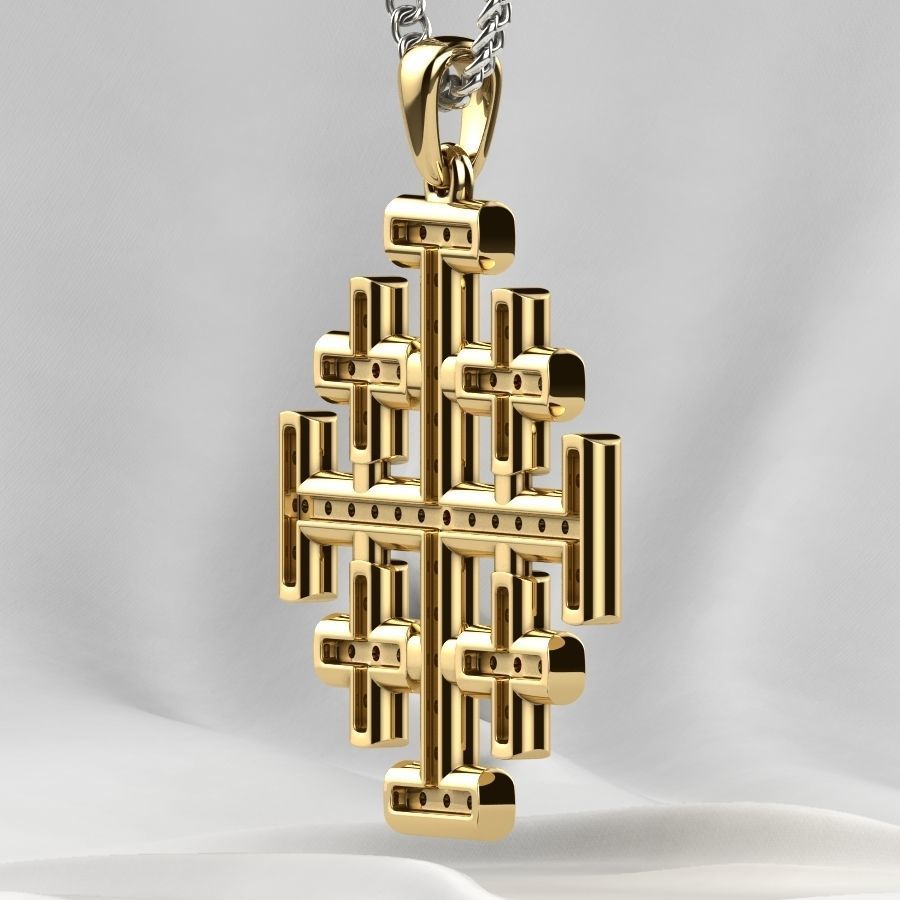 Maltese Cross Gold Pendant 3D print model_20