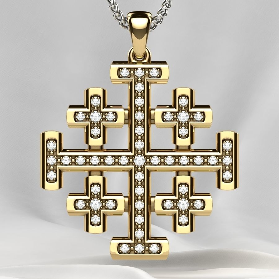 Maltese Cross Gold Pendant 3D print model_2