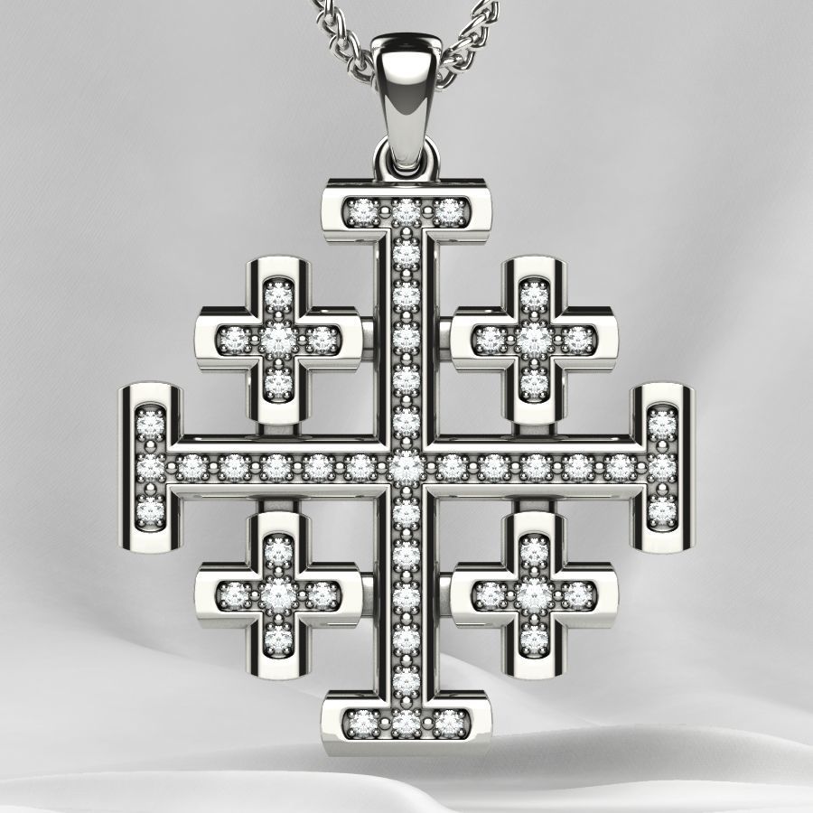 Maltese Cross Gold Pendant 3D print model_10