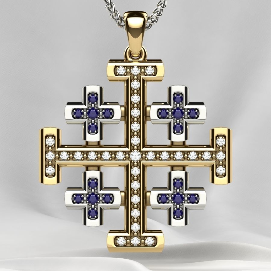Maltese Cross Gold Pendant 3D print model_4