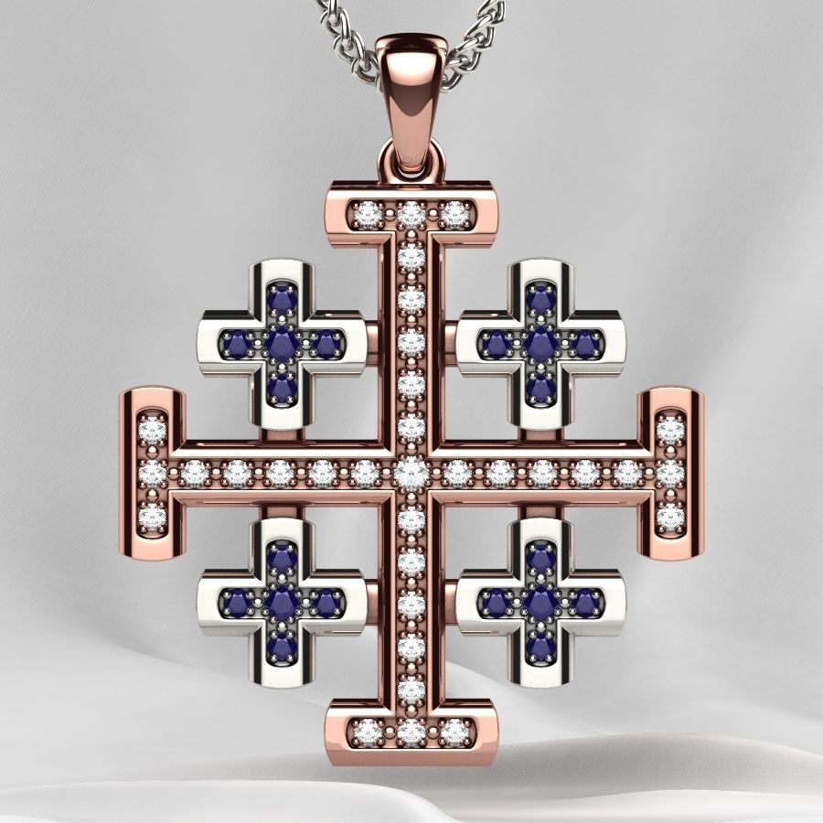 Maltese Cross Gold Pendant 3D print model_7