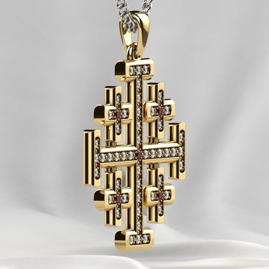 Maltese Cross Gold Pendant 3D print model_17