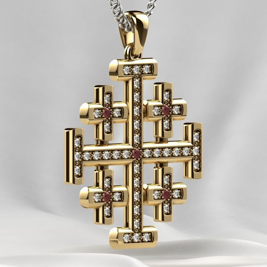 Maltese Cross Gold Pendant 3D print model_16