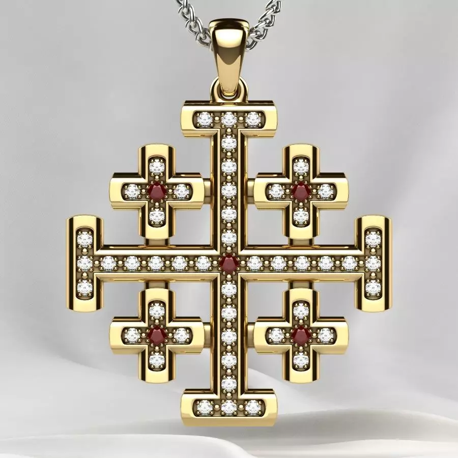 Maltese Cross Gold Pendant 3D print model_0