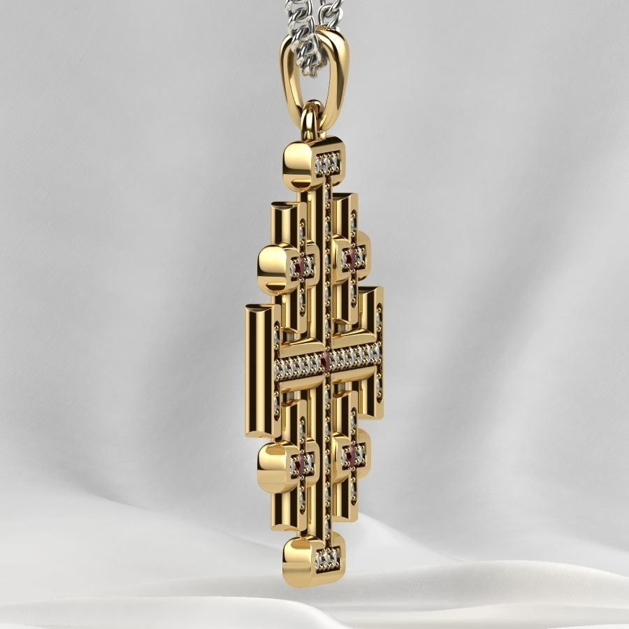 Maltese Cross Gold Pendant 3D print model_18