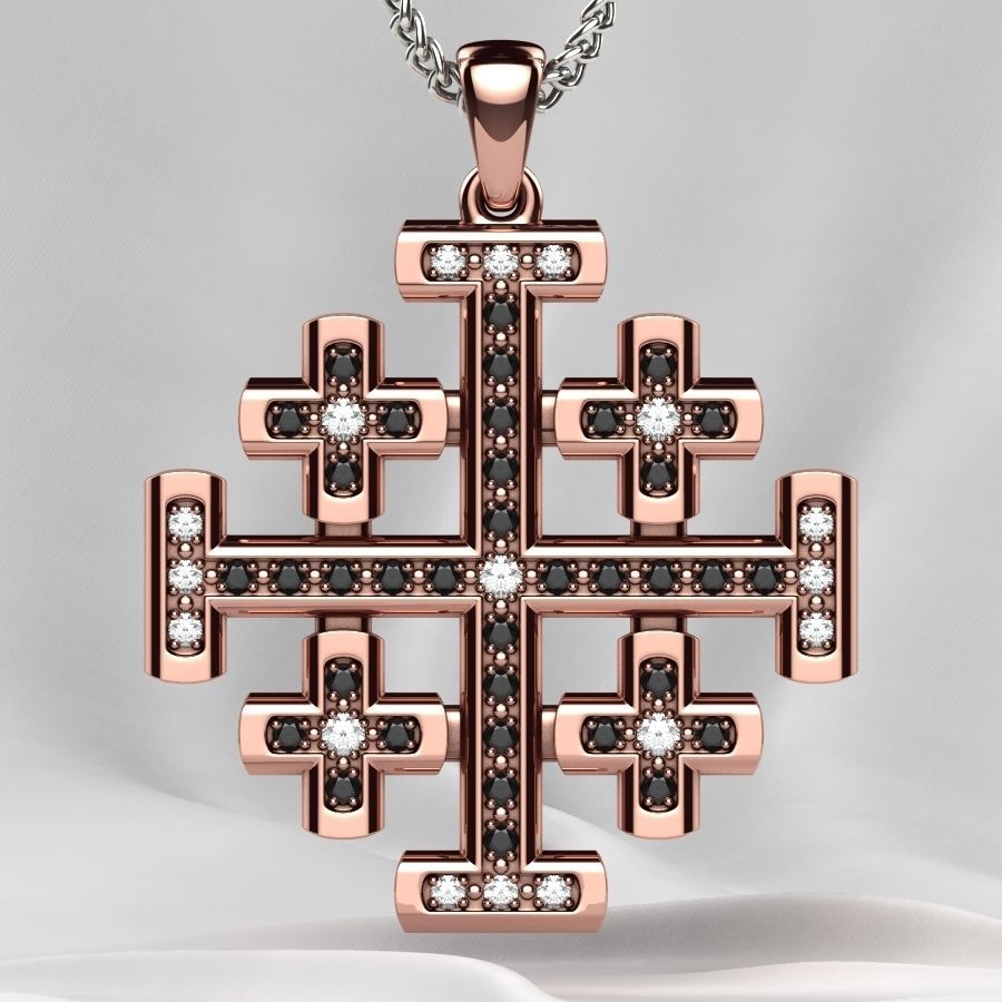 Maltese Cross Gold Pendant 3D print model_8