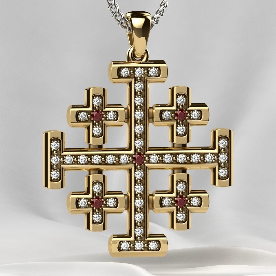 Maltese Cross Gold Pendant 3D print model_14