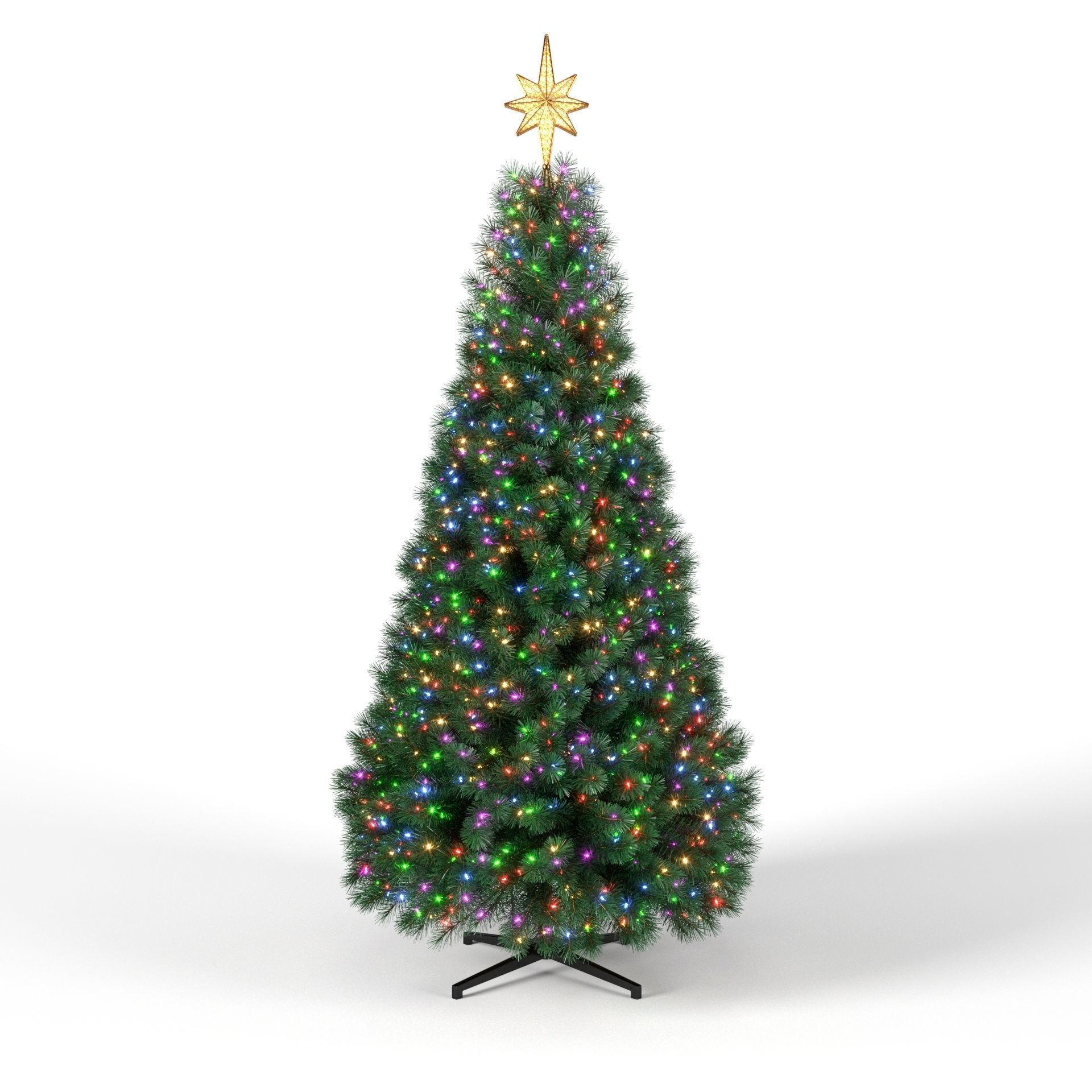 Christmas Tree 9 feet With Multicolor Lights 3D model_3