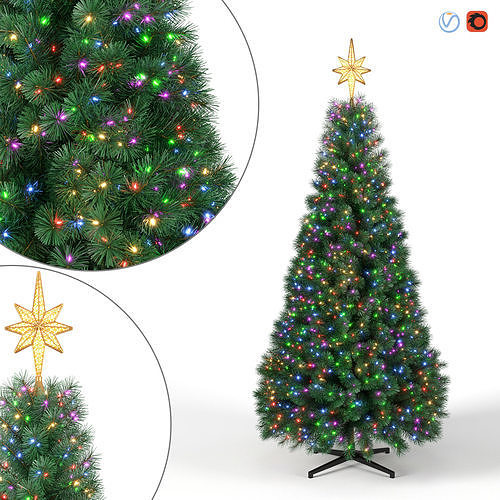 Christmas Tree 9 feet With Multicolor Lights 3D model