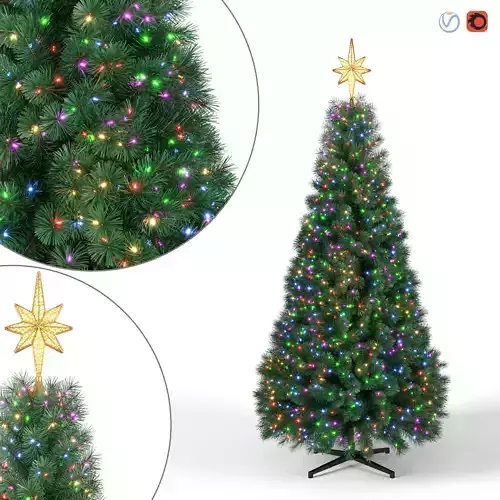 Christmas Tree 9 feet With Multicolor Lights 3D model