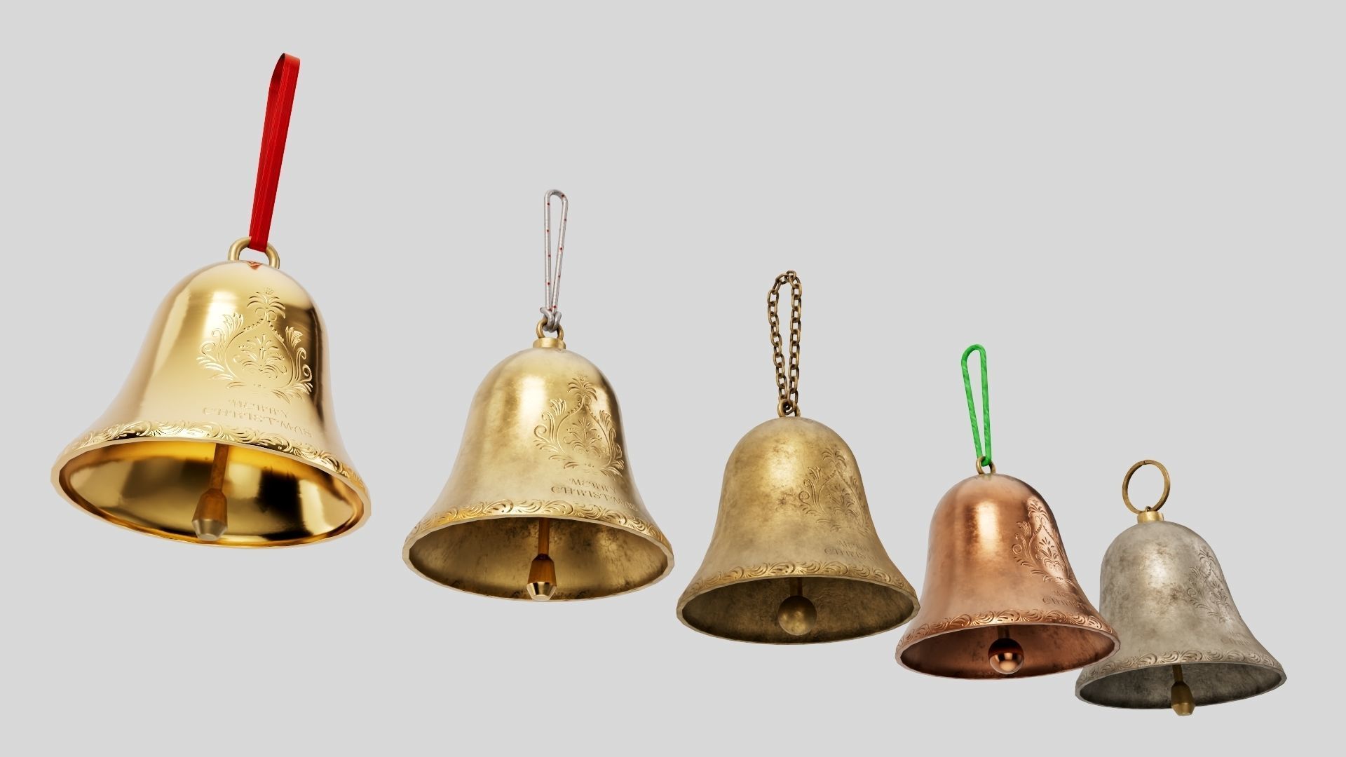 Christmas bell builder with 14 mesh 4 skin and 3 colors  3D model_7